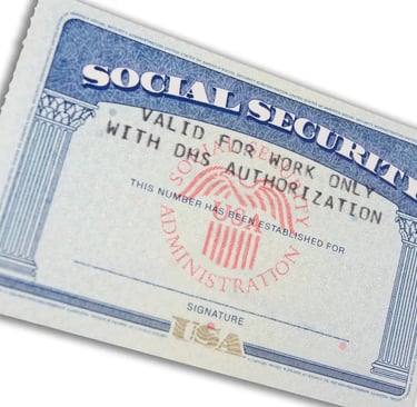 a social security card with a social security badge
