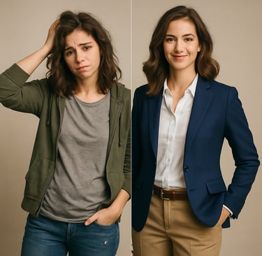 Image générée par IA - Femme avant / après - The David Touch - Conseil en Image Paris