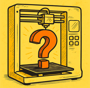 een 3d printer die een vraagteken print