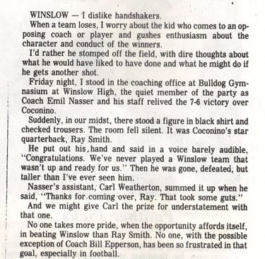 Paul Sweitzer writes about Ray Smith in 1974