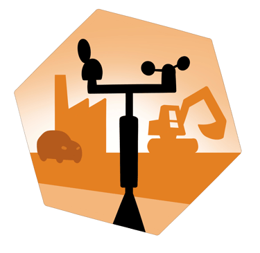 Logo de mesure de qualité de l'air pour la pollution des transports, de l'industrie et de chantier