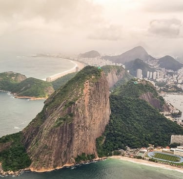 a mountain view of a mountain range with a view of a city, Rio de Janeiro
