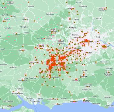 map of happy customers for Leovan Removals