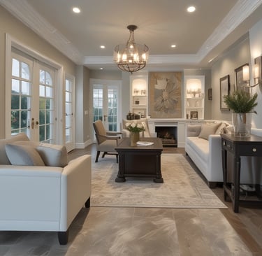 Workers on bamboo scaffolding are repairing or maintaining a building facade. The structure consists of multiple stories, with workers wearing helmets and safety gear.