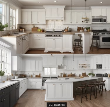 A smiling homeowner standing proudly in front of their newly renovated home exterior.