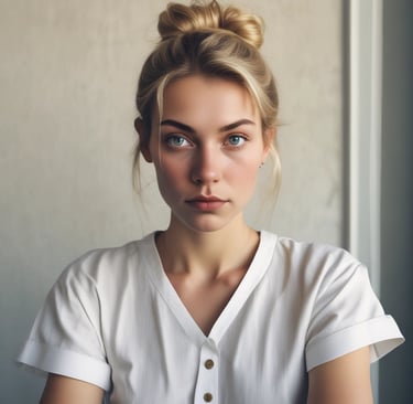 woman wearing black crew-neck shirt