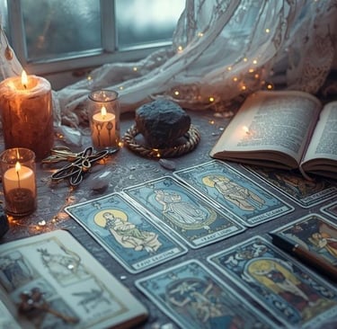 beginner tarot reading practice with cards and journal