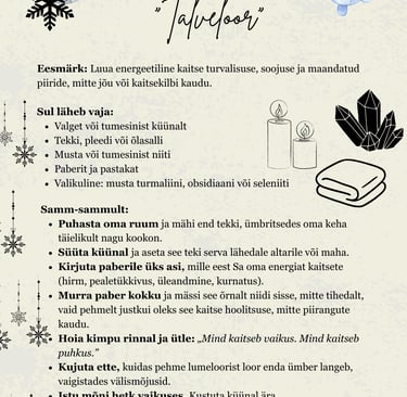 Lumekuu rituaal Kaitserituaal Soul Sisters Tarot