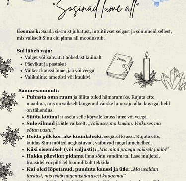 Lumekuu rituaal Sisemise juhatuse rituaal Soul Sisters Tarot