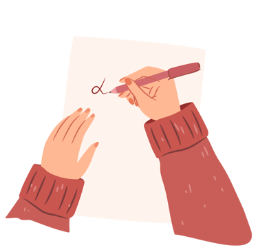 le mani di una ragazza che scrivono una lettera