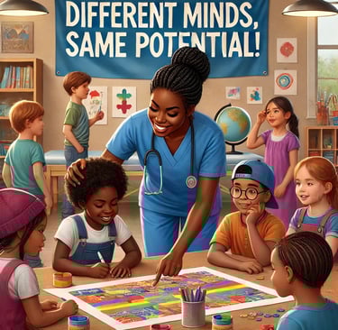 a woman in a blue scrub suit and a nurse in a blue scrub suit