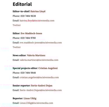 Investment Week editorial contacts list, 3rd December 2024