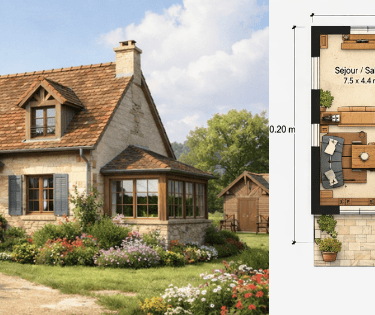 Maison avec plan à l'échelle