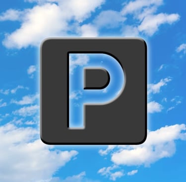 Parking Symbol on Blue Sky with Clouds