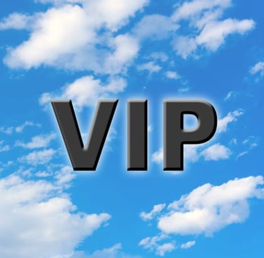 VIP Symbol on Blue Sky with Clouds
