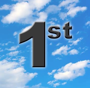 1st Symbol on Blue Sky with Clouds