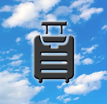 Luggage Symbol on Blue Sky with Clouds