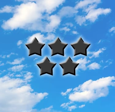 Five Stars on Blue Sky with Clouds