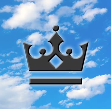 Crown Symbol on Blue Sky with Clouds