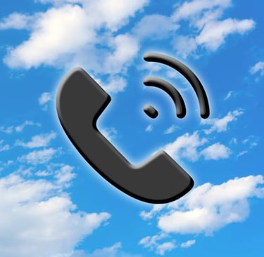 Phone Symbol on Blue Sky with Clouds
