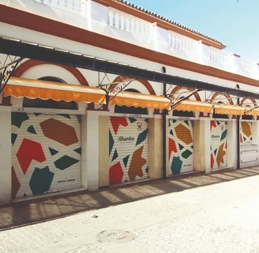 Graffiti en persianas. Para la campaña publicitaria de Cervezas Alhambra (Grupo Mahou).