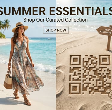 summer fashion qr code on the beach