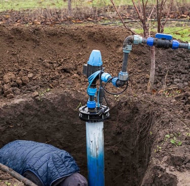 Man installing a new well pump