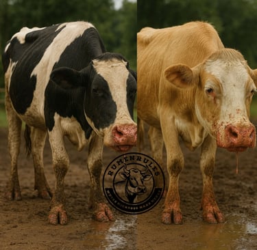 two cows sick of foot and mouth desease