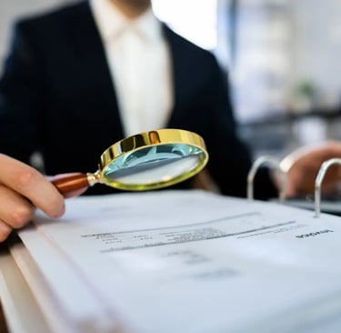 Inspecteur fiscal examinant les documents d’un auto-entrepreneur lors d’un contrôle