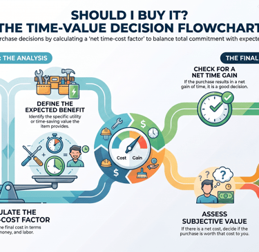 Time-value decision flowchart showing phases to analyze purchase commitment versus expected benefits.