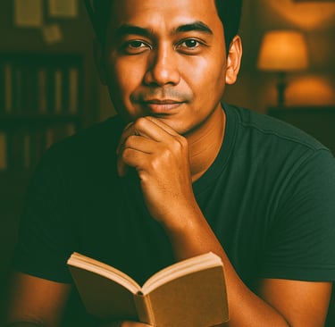 gambar erich susilo berpose dengan memegang buku