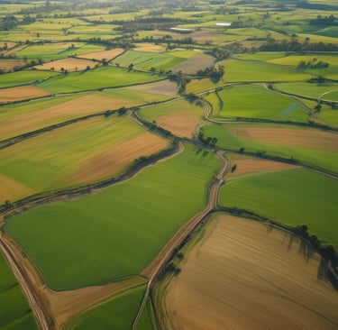 bird's eye view of grass field