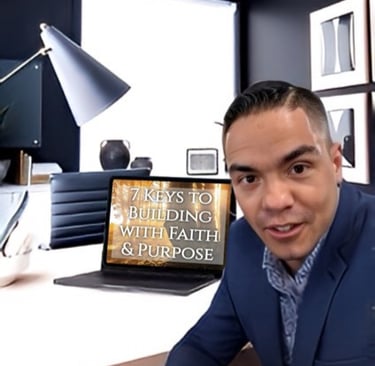 Cody Sechelski sitting at a desk, sharing part of his testimony overcoming addiction and rebuilding his life