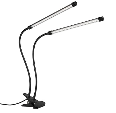 2 black plant grow lights with clip at the bottom and adjustable