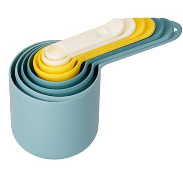 Stacked colorful Joseph Joseph nesting measuring cups and spoons set