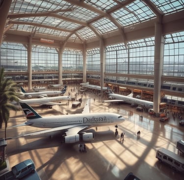 A freight train with multiple cargo containers travels along a curved railway track surrounded by dense, lush green trees. The train is predominantly red and is moving through a heavily wooded area under an overcast sky.