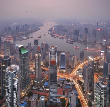 A long freight train with predominantly green cargo containers is seen on a railway track. The scene includes a red locomotive and a beige building nearby. Overhead power lines and autumnal trees in the background add to the industrial and serene atmosphere of the railway station.