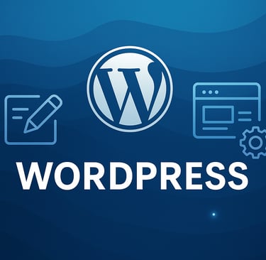 a wordpress logo with a blue background