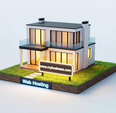 a house with a webpage on it