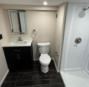 finished basement bathroom remodel Hanson MA