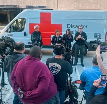 Mayor Karen Bass in a news conference with Sean Penn