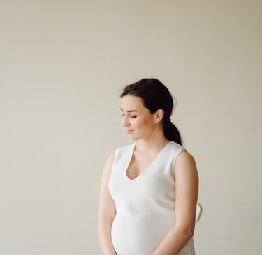pregnant woman wearing white face beauty retouching 