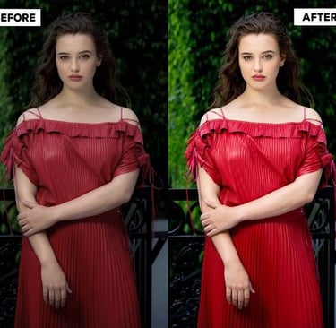 woman wearing red dress photo correction 