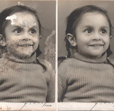 child old photo before and after photo restoration 