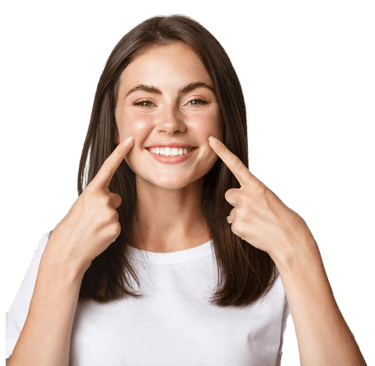 woman wearing white teeth whitening