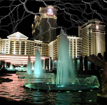 Caesars Palace Las Vegas with fake lightning