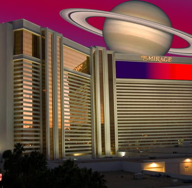 Mirage Las Vegas with Saturn art graphic by urbanphotos.net