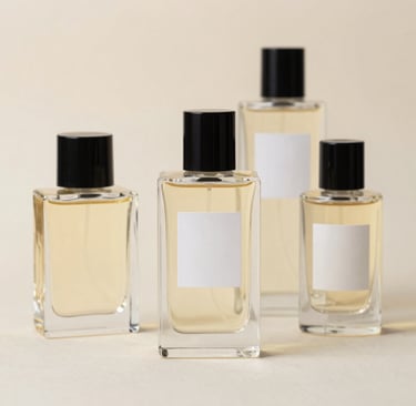 A couple of colorful bottles sitting next to each other