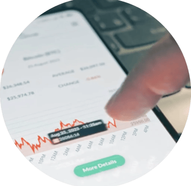 Close up of a graph on a mobile phone being interactive by a persons finger.