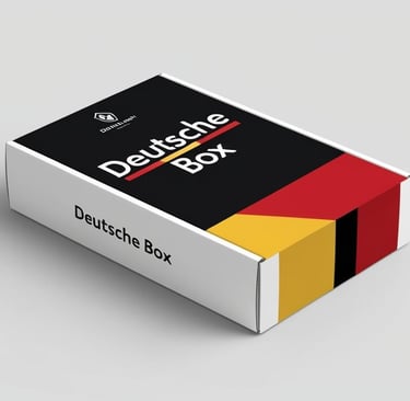 A box with materials for learning German